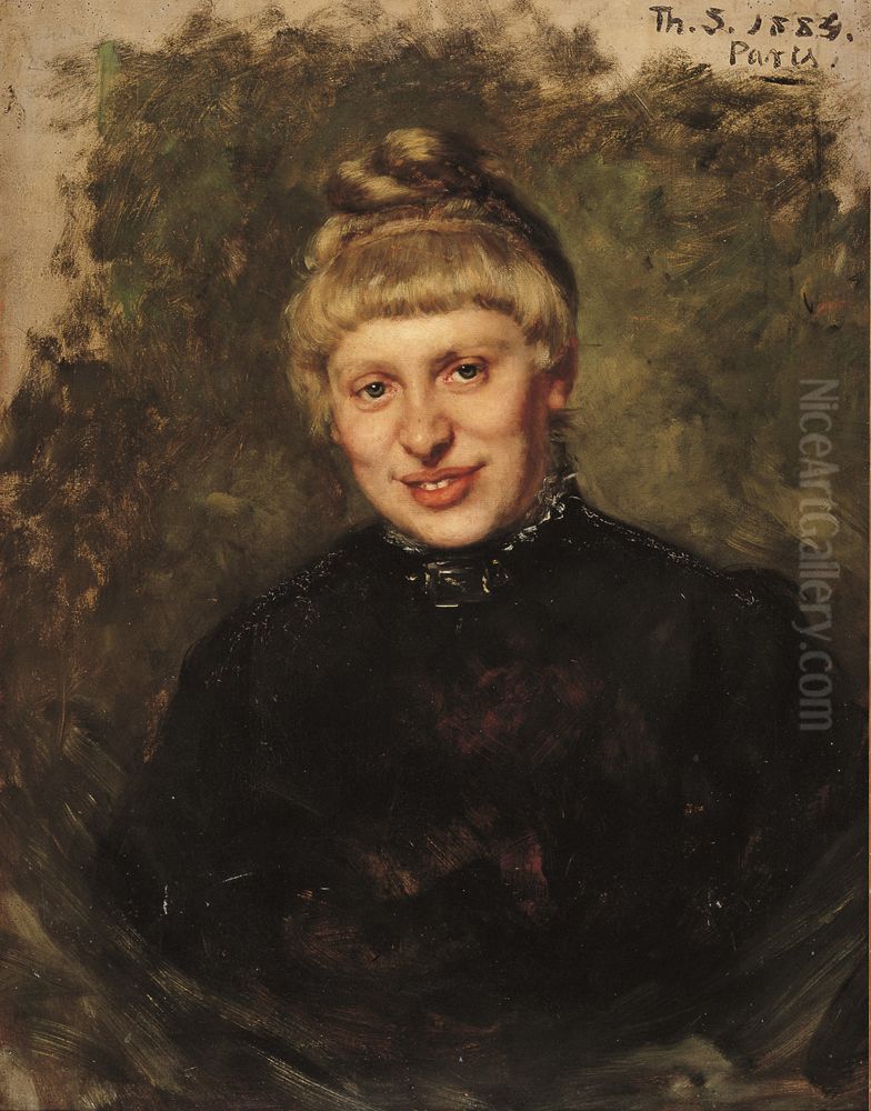 Portrait of Wally Moes Oil Painting by Therese Schwartze