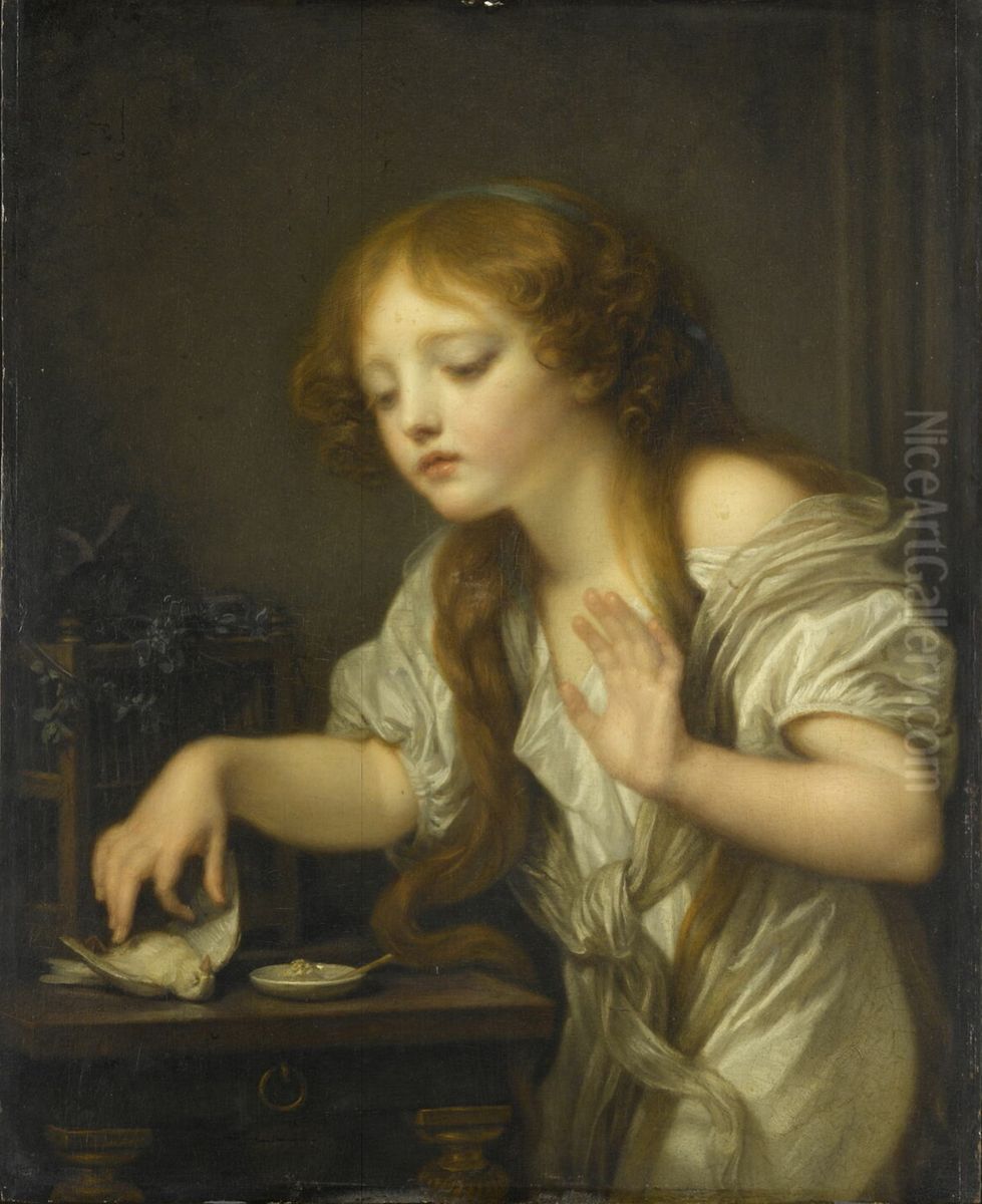 The Dead Bird Oil Painting by Jean-Baptiste Greuze