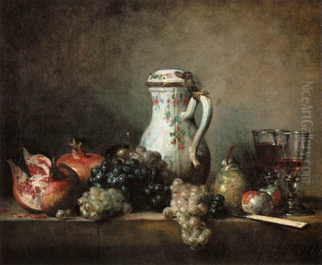 Grapes and Pomegranates Oil Painting by Jean-Baptiste-Simeon Chardin