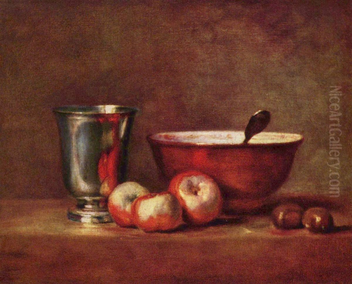 The silver goblet. Oil Painting by Jean-Baptiste-Simeon Chardin