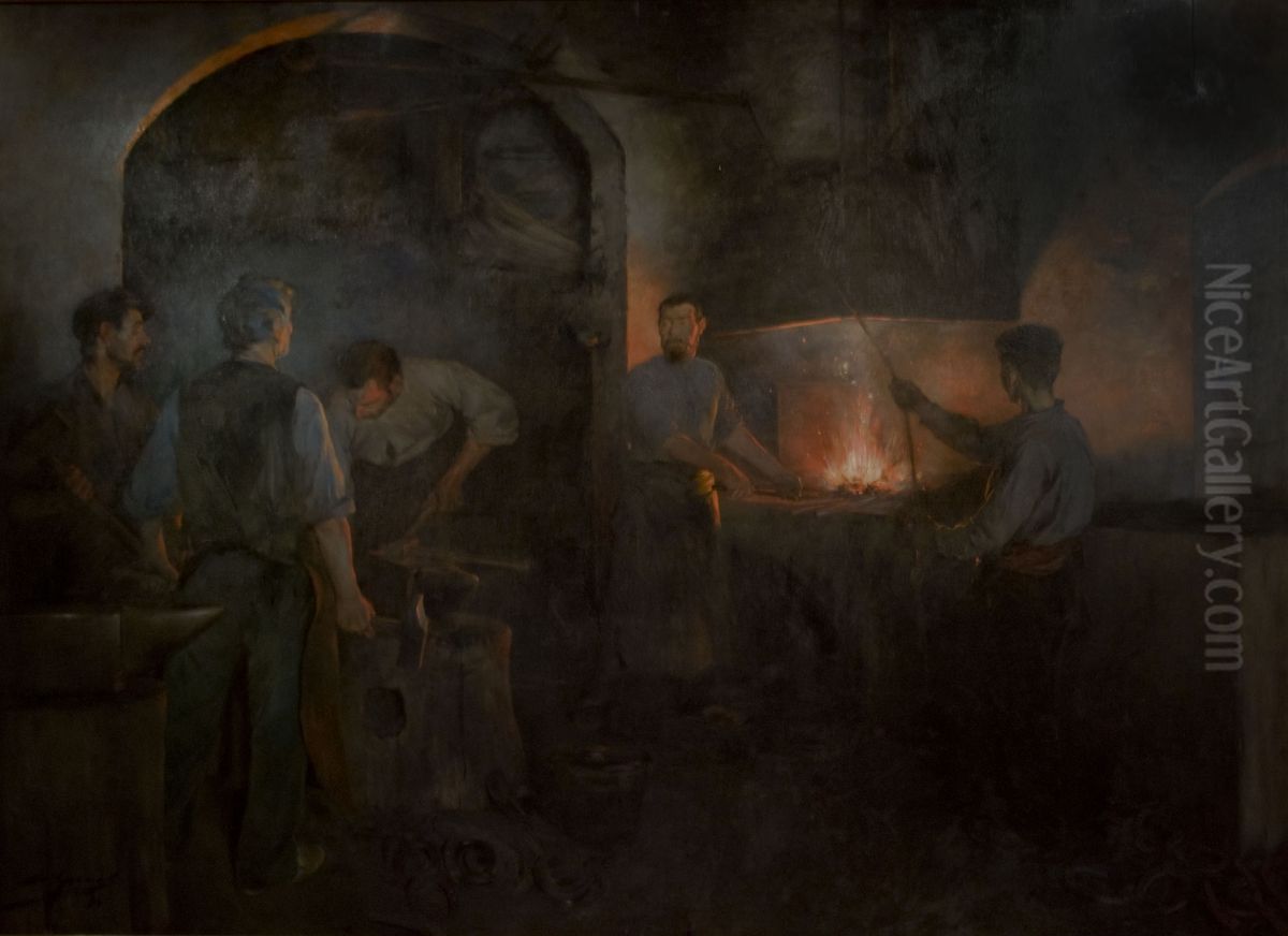 Forja o La Ferreria Oil Painting by Lluis Graner