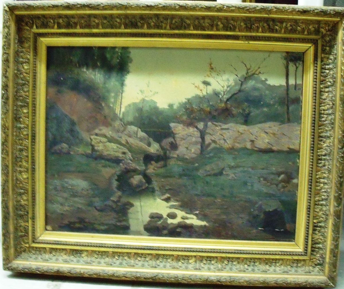 Paisatge amb riu Oil Painting by Ernest Soler i de les Cases