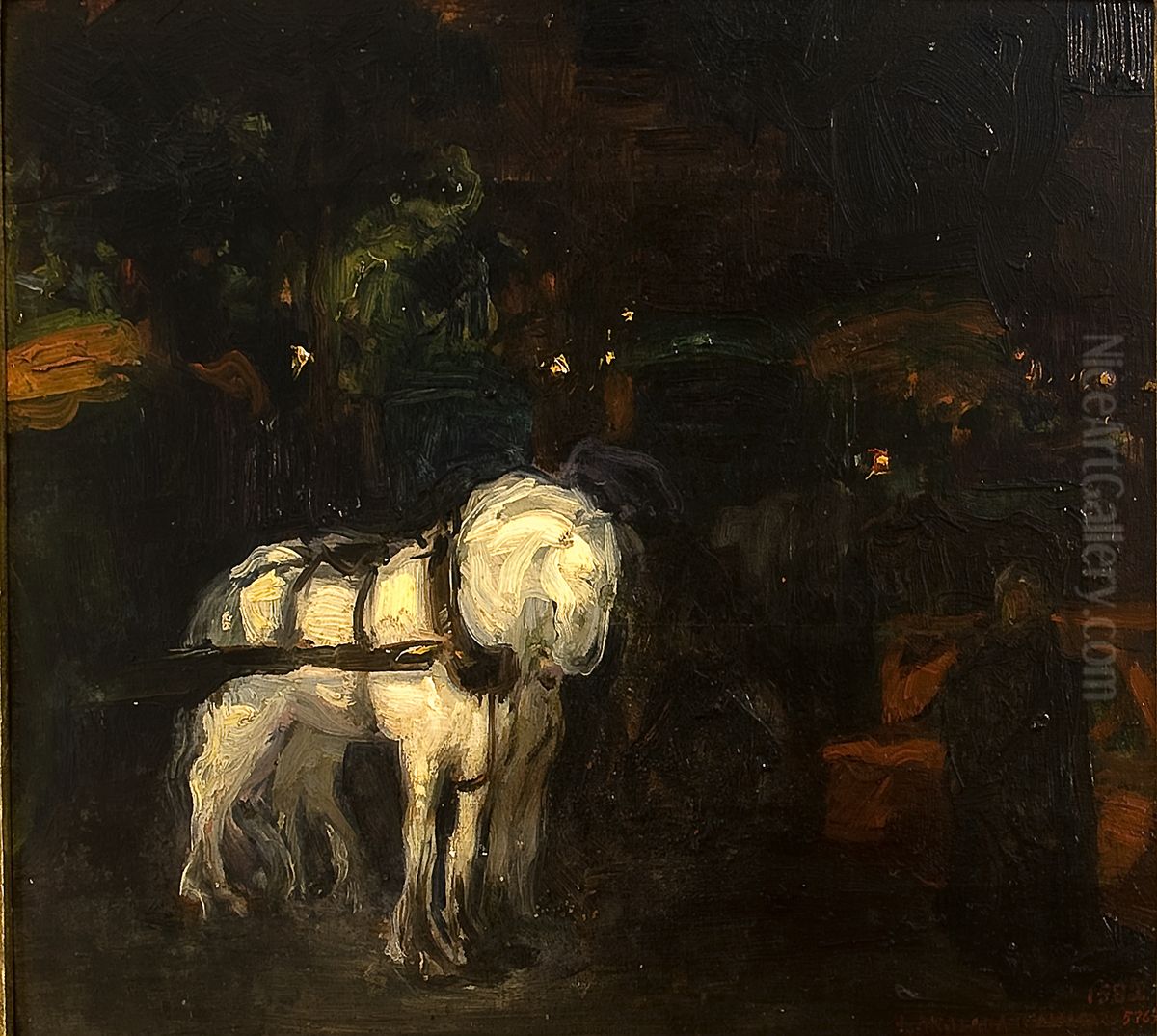 Efecte de nit-Estudi de cavalls Oil Painting by Hermenegildo Anglada Camarasa