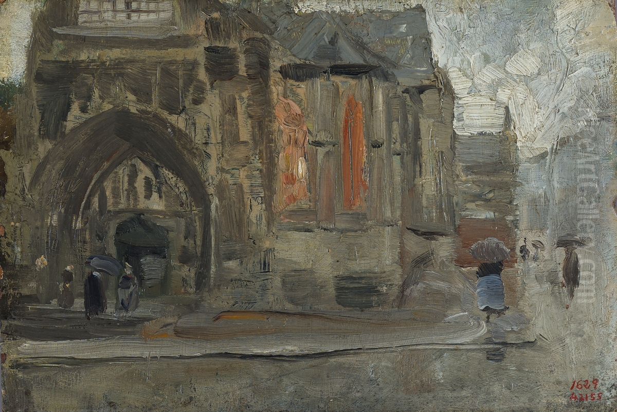Notre Dame des Victoires, dia de lluvia Oil Painting by Dario de Regoyos y Valdes