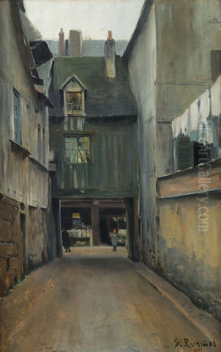 Carrer de Rouen Oil Painting by Santiago Rusinol i Prats