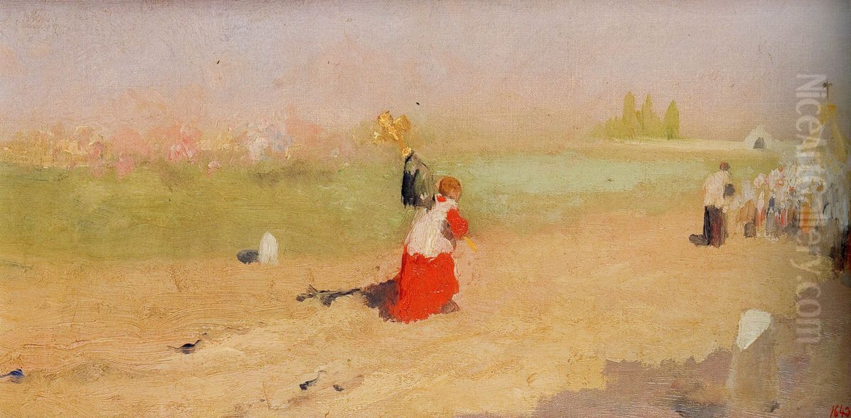 Procesion Oil Painting by Ricard Urgell i Carreras