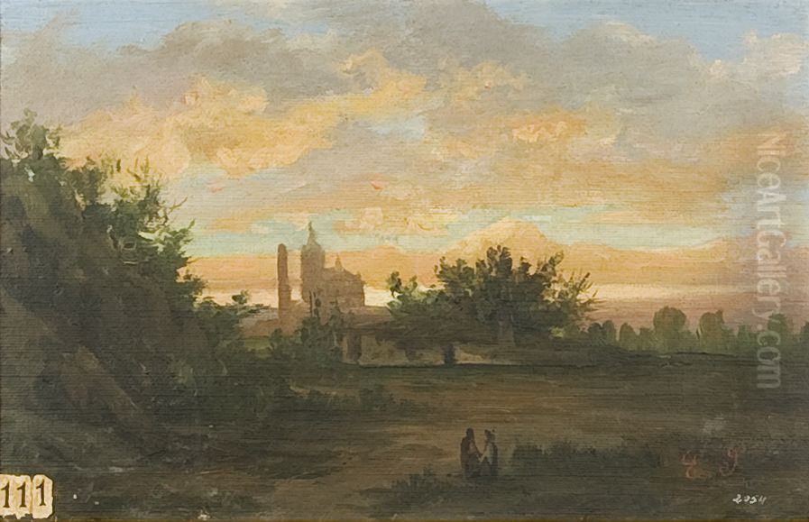 Paisatge al capvespre Oil Painting by Enric Serra Auque