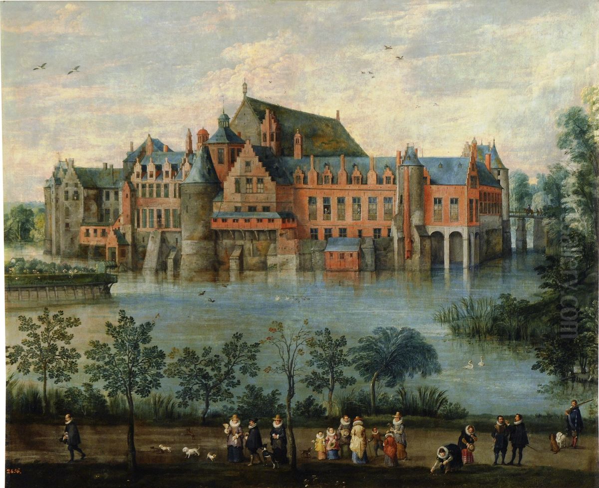 Los Archiduques Isabel Clara Eugenia y Alberto en el Palacio de Tervuren en Bruselas Oil Painting by Jan Brughel