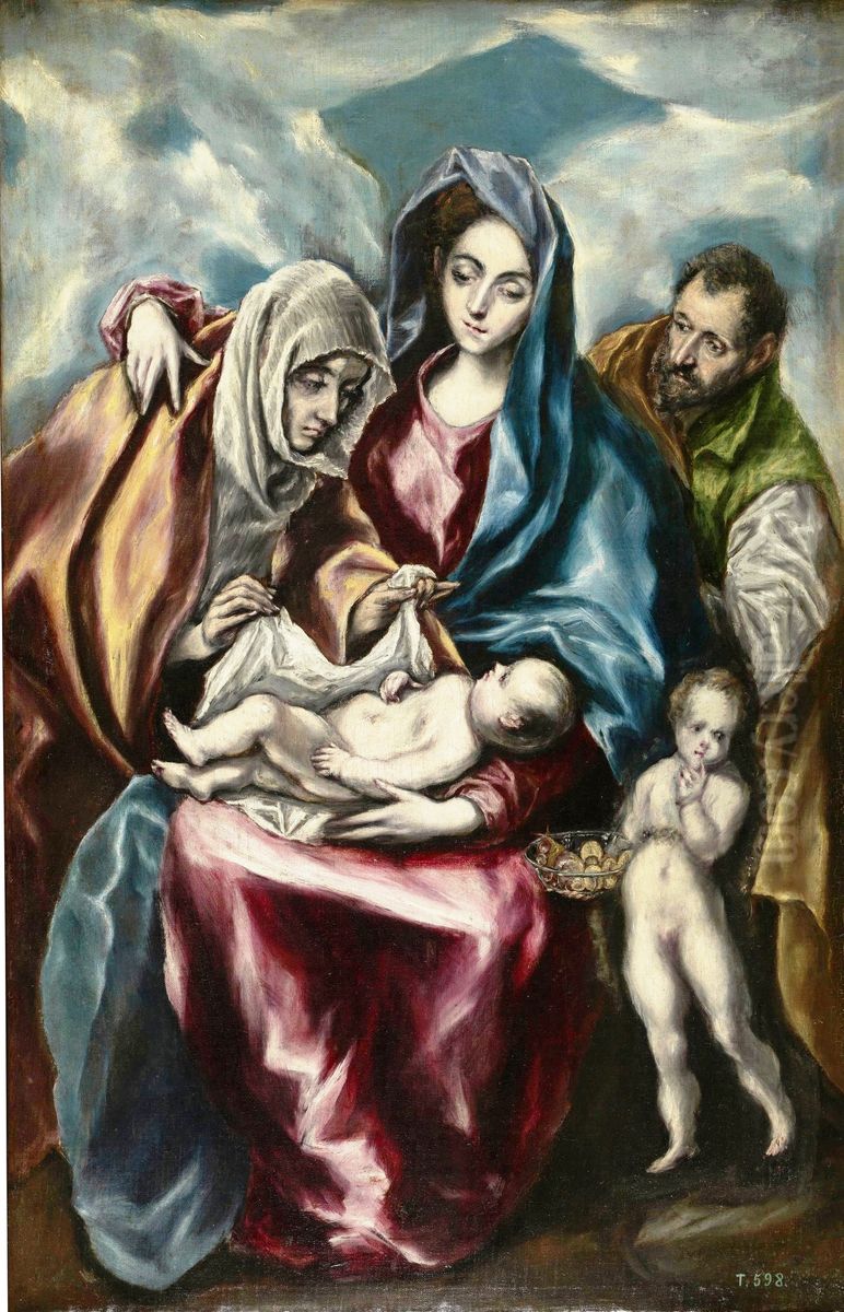 The Holy Family with Saint Anne and Saint John Oil Painting by El Greco