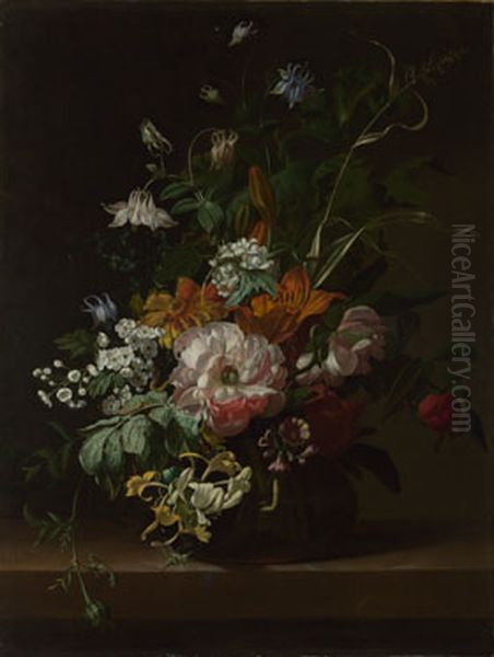 Flowers in a Vase Oil Painting by Rachel Ruysch