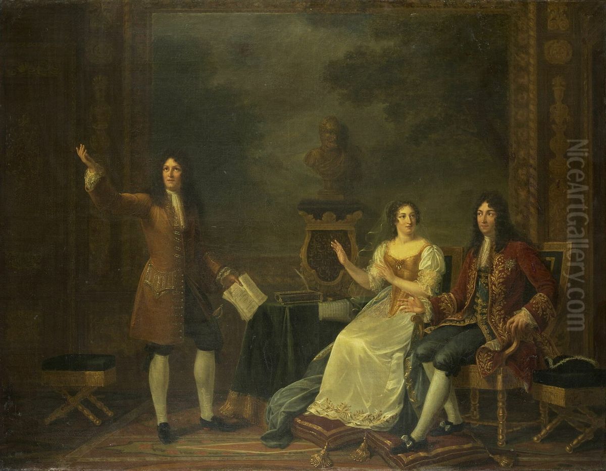 Racine Reading Athalie Before Louis XIV and Madame de Maintenon Oil Painting by Julie Philipault
