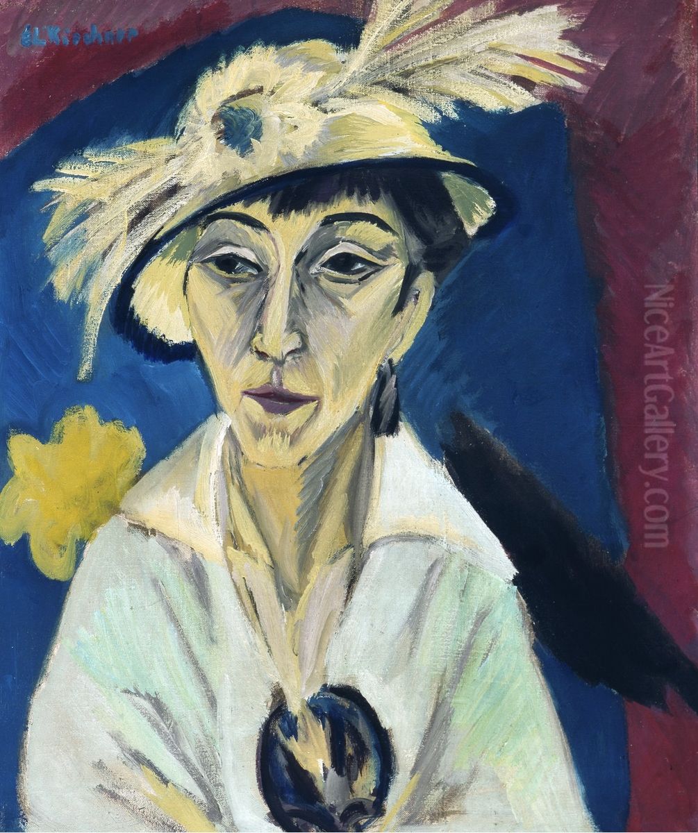 Lady with hat Oil Painting by Ernst Ludwig Kirchner
