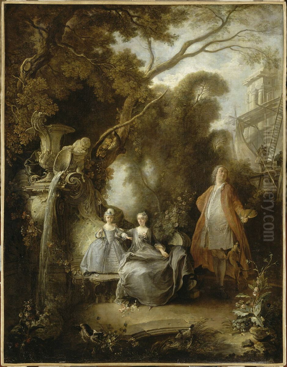 La famille de l'artiste Oil Painting by Jacques de Lajoue
