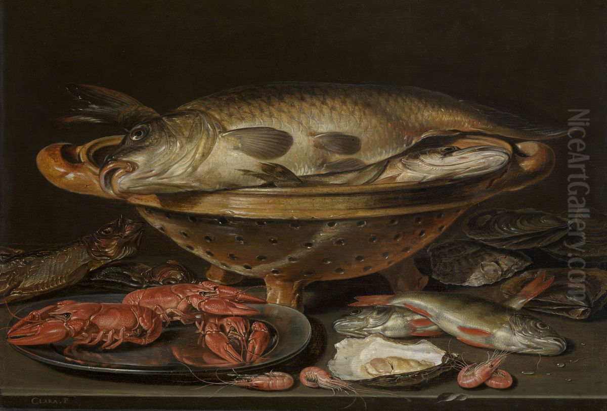Stilleven met vis Oil Painting by Clara Peeters