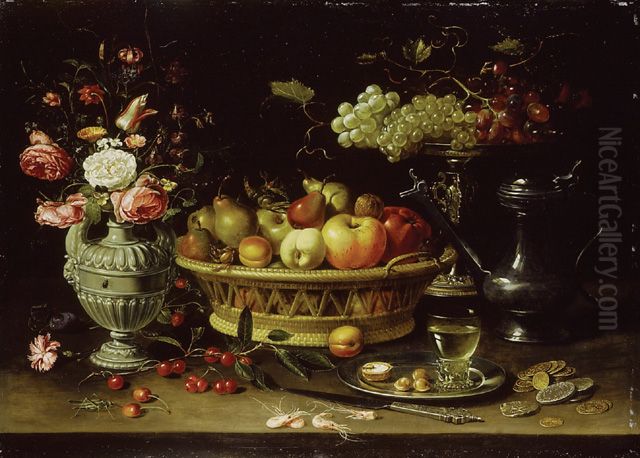 Still Life of Fruit and Flowers Oil Painting by Clara Peeters