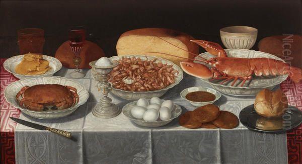 Still life with Shellfish and Eggs Oil Painting by Clara Peeters