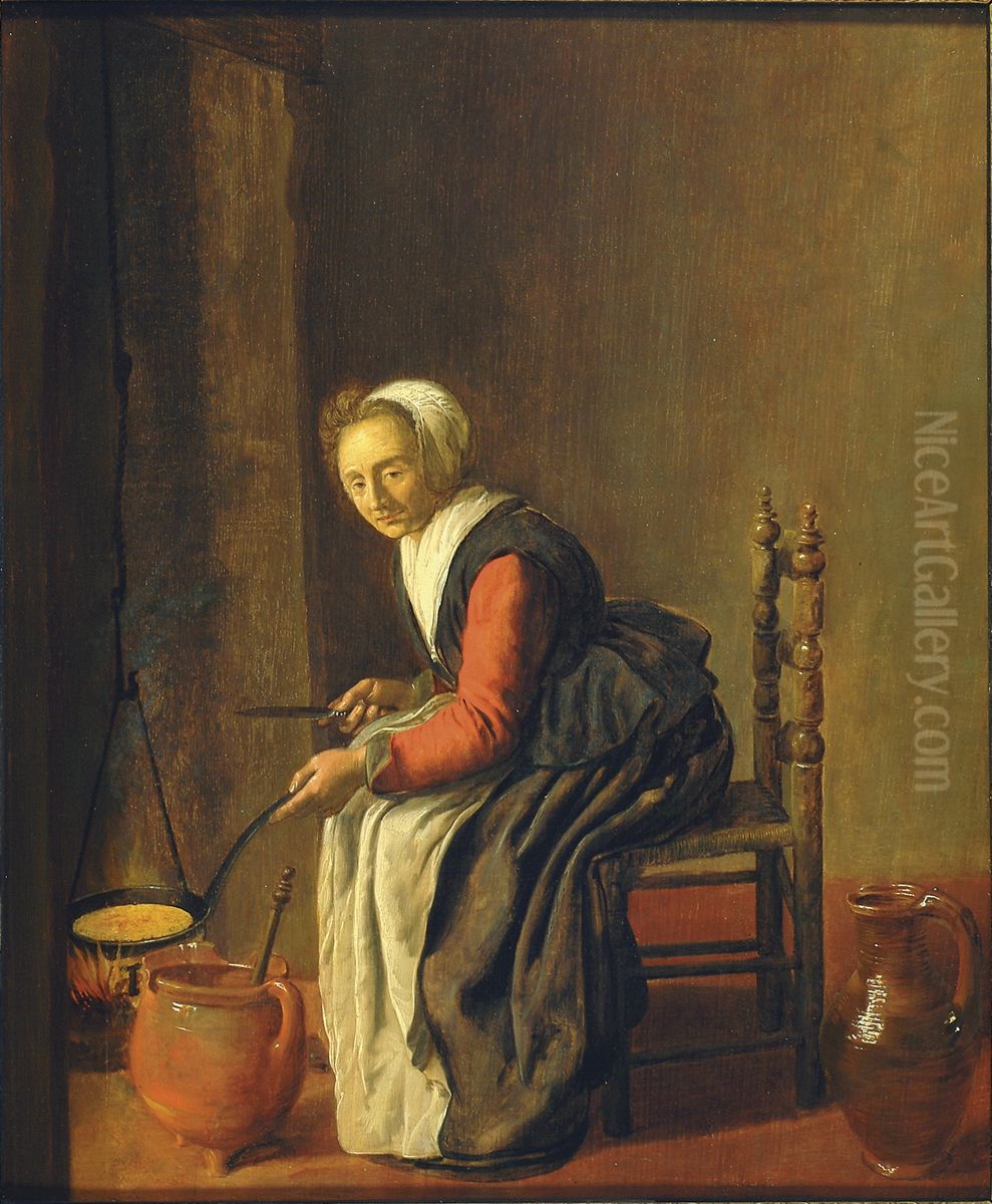 The pancake maker Oil Painting by Jan Miense Molenaer