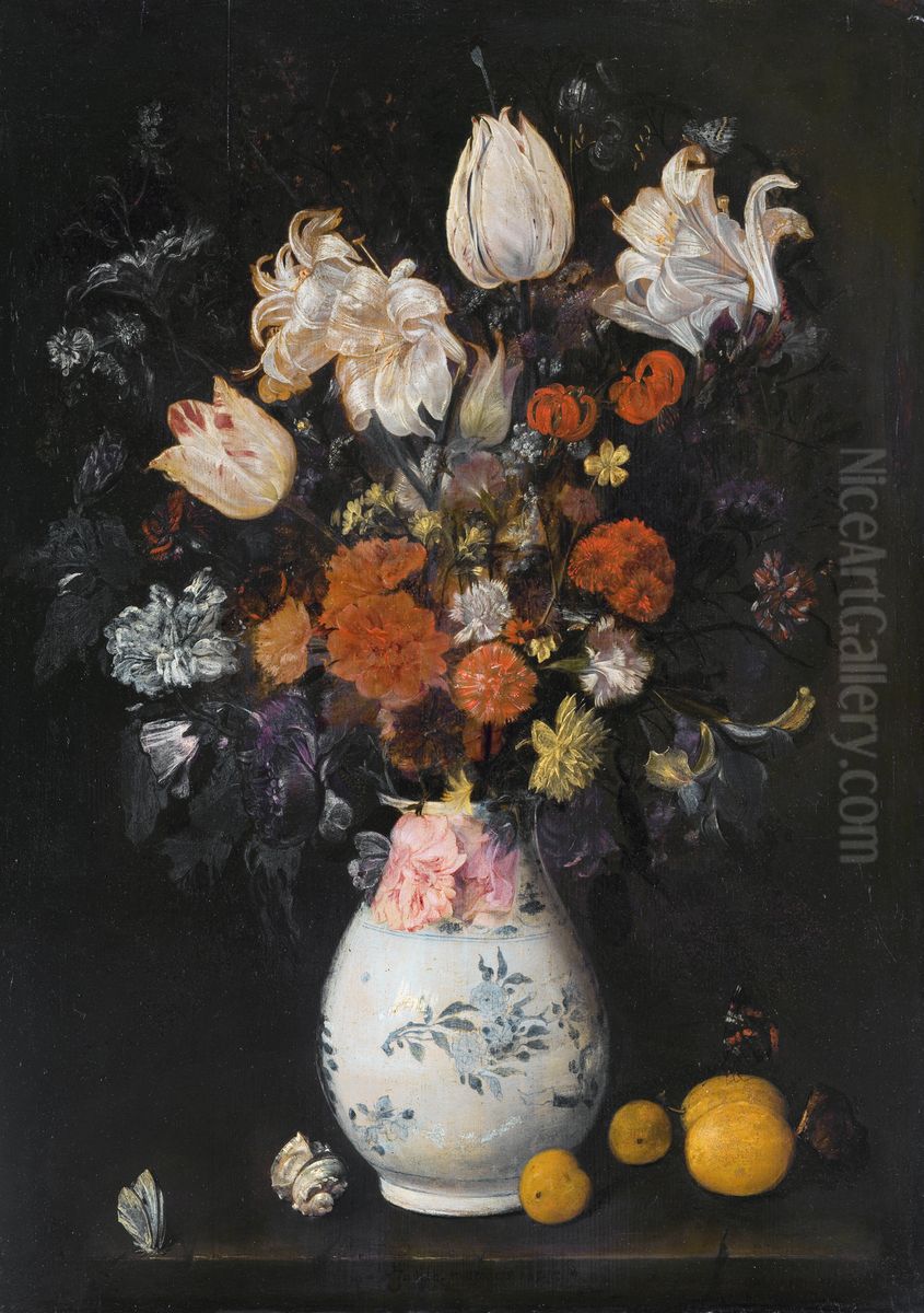 Flowers in a vase. Oil Painting by Judith Leyster
