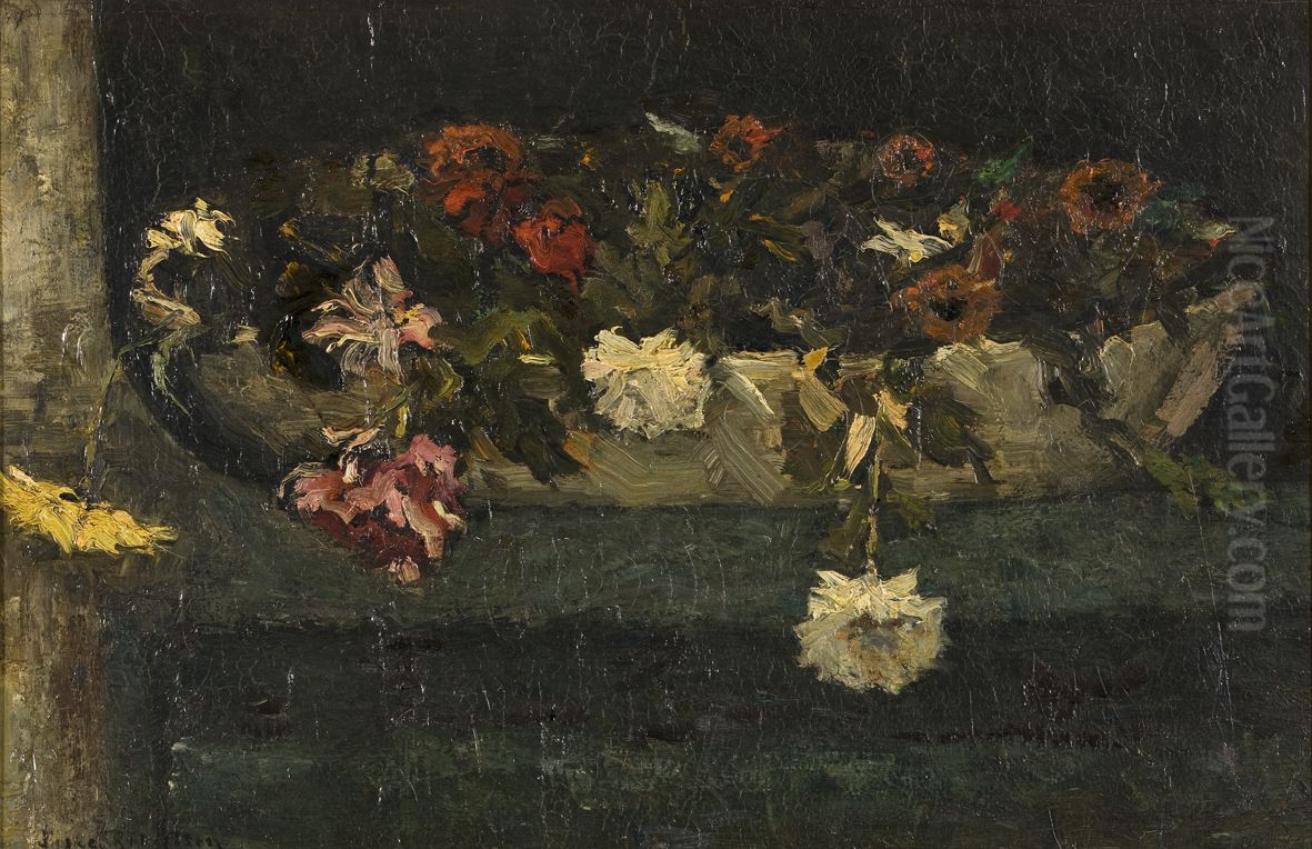 Still life with flowers in a bowl Oil Painting by Suze Robertson