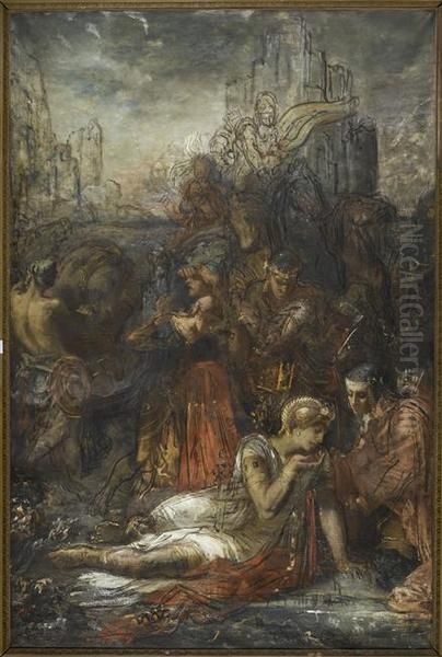 Darius fuyant apres la bataille d'Arbelles Oil Painting by Gustave Moreau