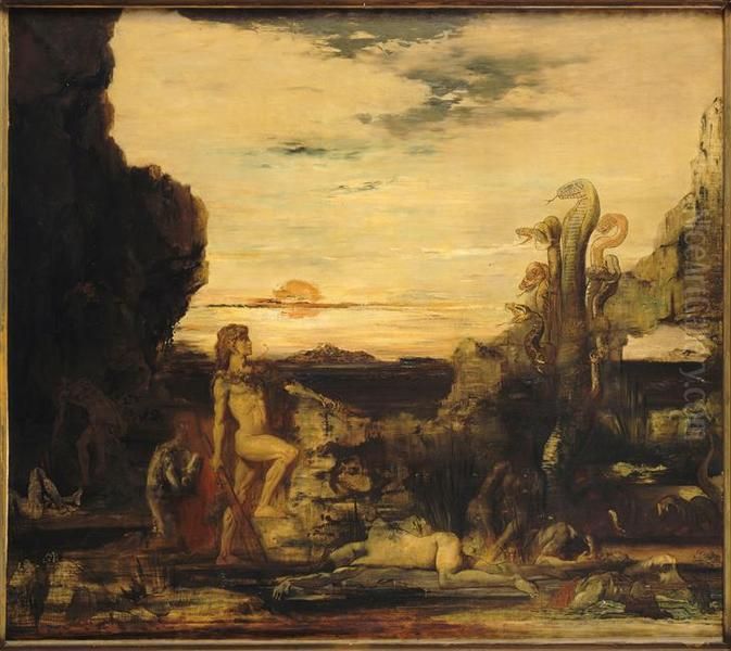 Hercules and the Lernaean Hydra Oil Painting by Gustave Moreau