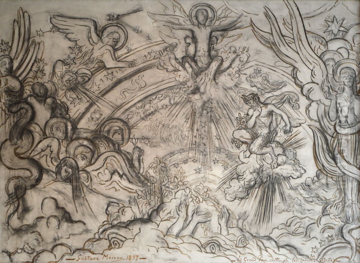 Le Grand Pan contemple les Spheres Celestes Oil Painting by Gustave Moreau