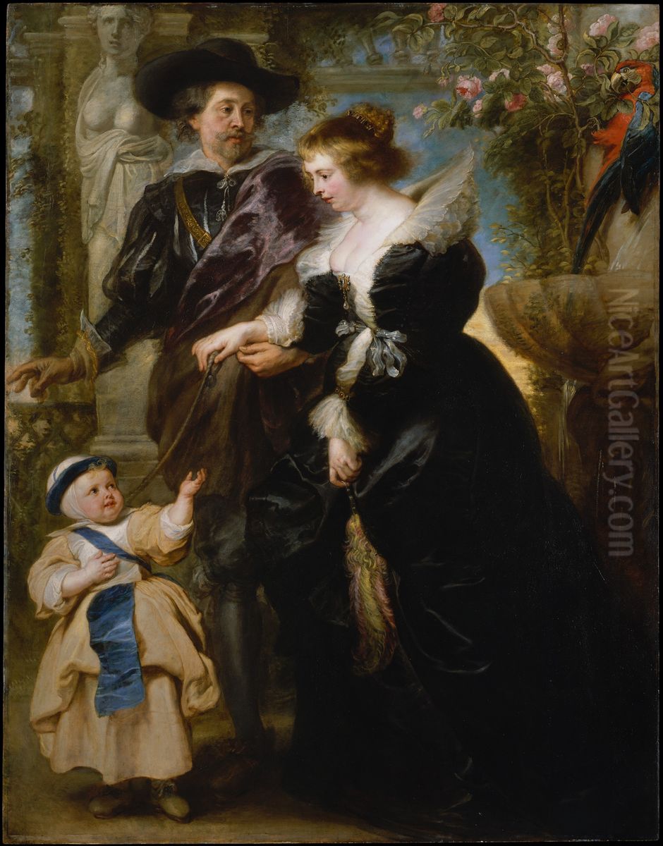 Familienbildnis, Selbstbildnis mit Helene Fourment und Sohn Oil Painting by (studio of) Rubens, Peter Paul