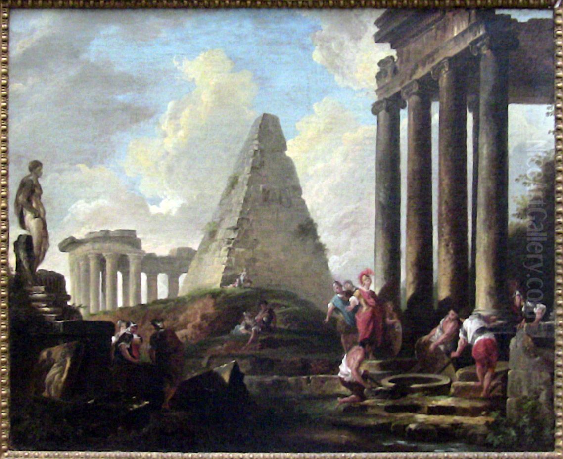 Alexander before Achilles' Tomb Oil Painting by Hubert Robert