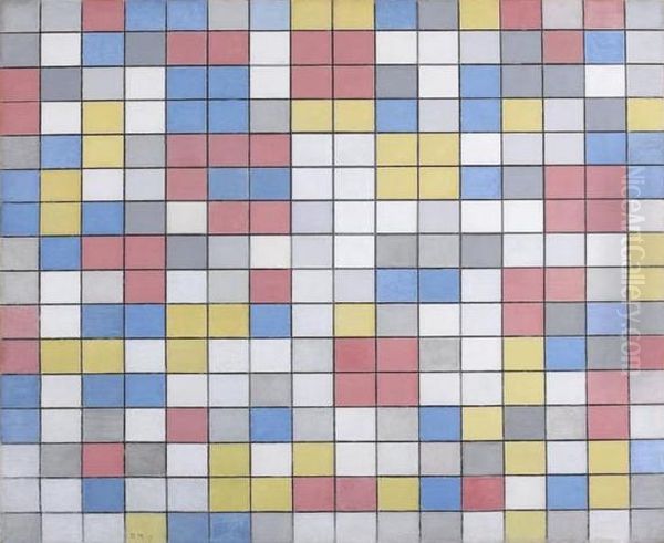 Rastercompositie 9: dambordcompositie heldere kleuren Oil Painting by Piet Mondrian