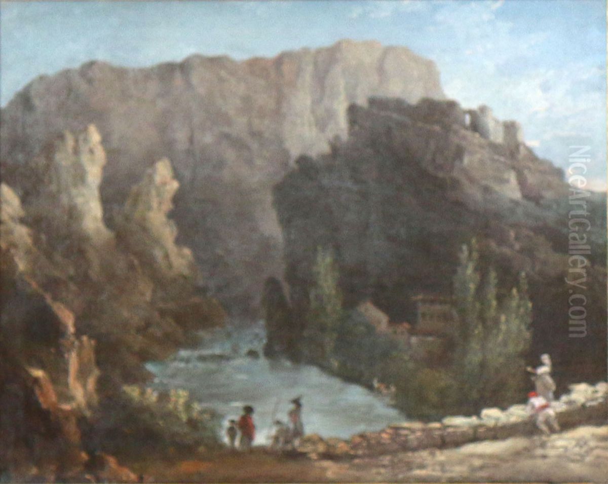 fontaine de Vaucluse Oil Painting by Hubert Robert