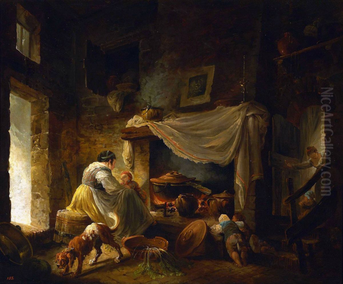 Italian kitchen. Oil Painting by Hubert Robert