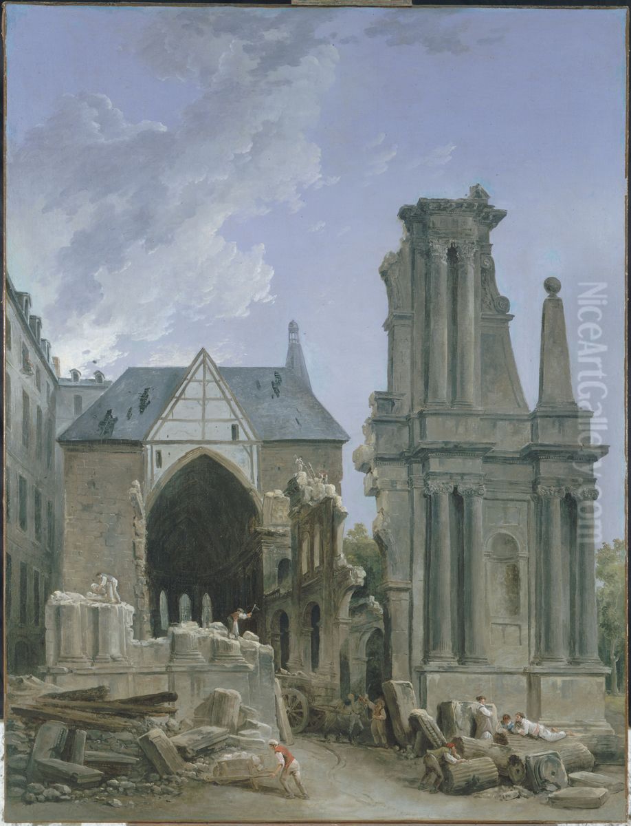 Demolition of the Church of the Feuillants Oil Painting by Hubert Robert