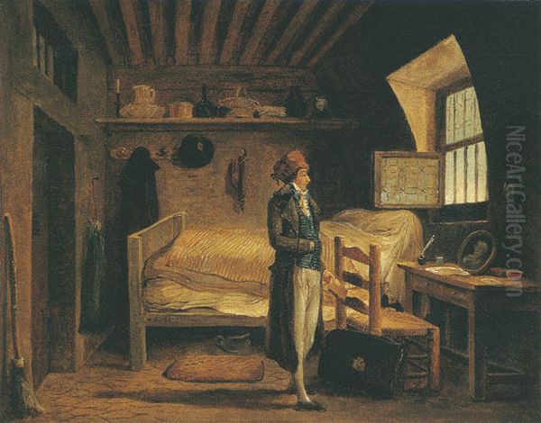 Jean-Antoine Roucher Waiting for His Transit from Sainte-Pelagie to Saint-Lazare Oil Painting by Hubert Robert