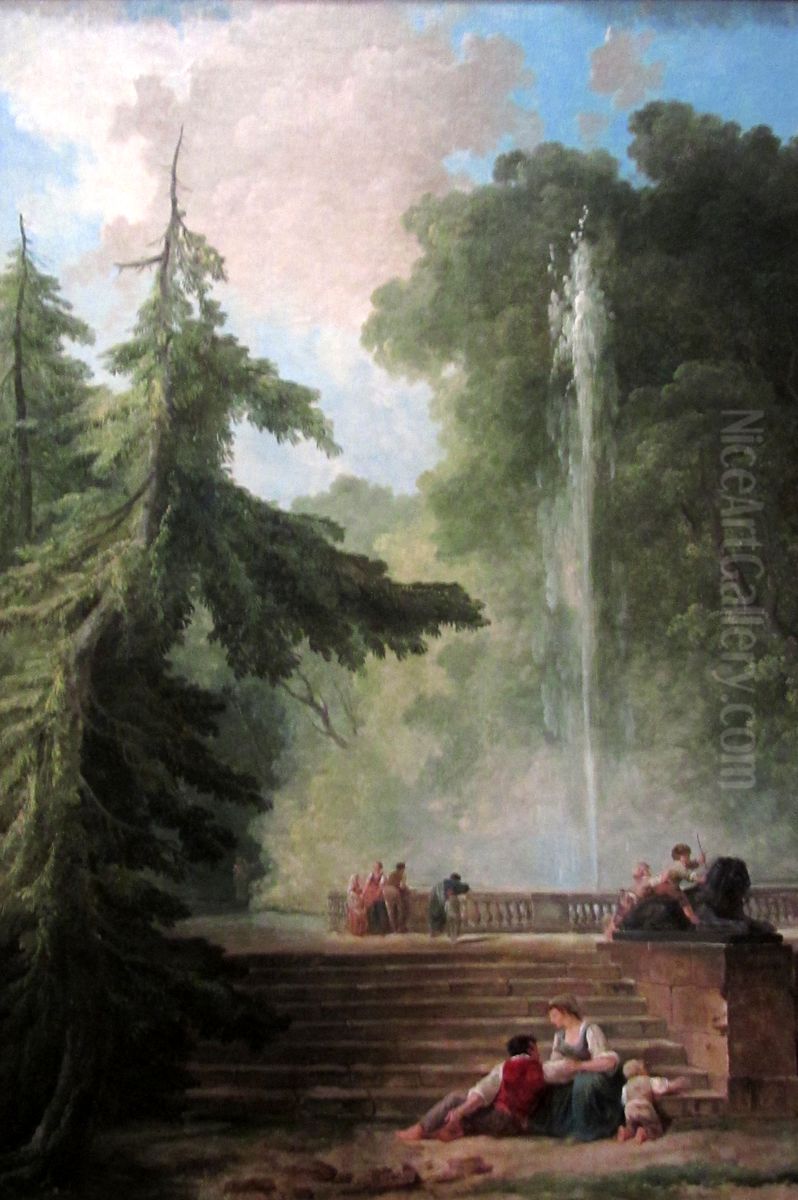 The Water Jet Oil Painting by Hubert Robert