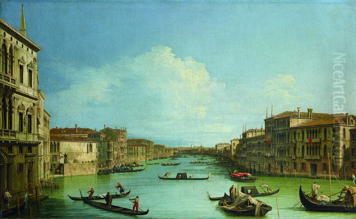 Il Canal Grande da Ca' Foscari verso il ponte di Rialto Oil Painting by Canaletto