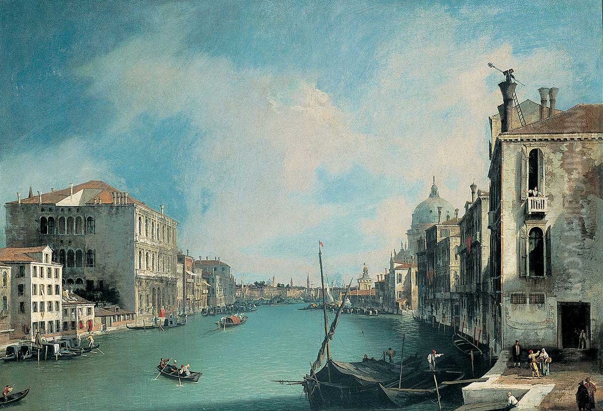 View of the Grand Canal from Campo San Vio Oil Painting by Canaletto