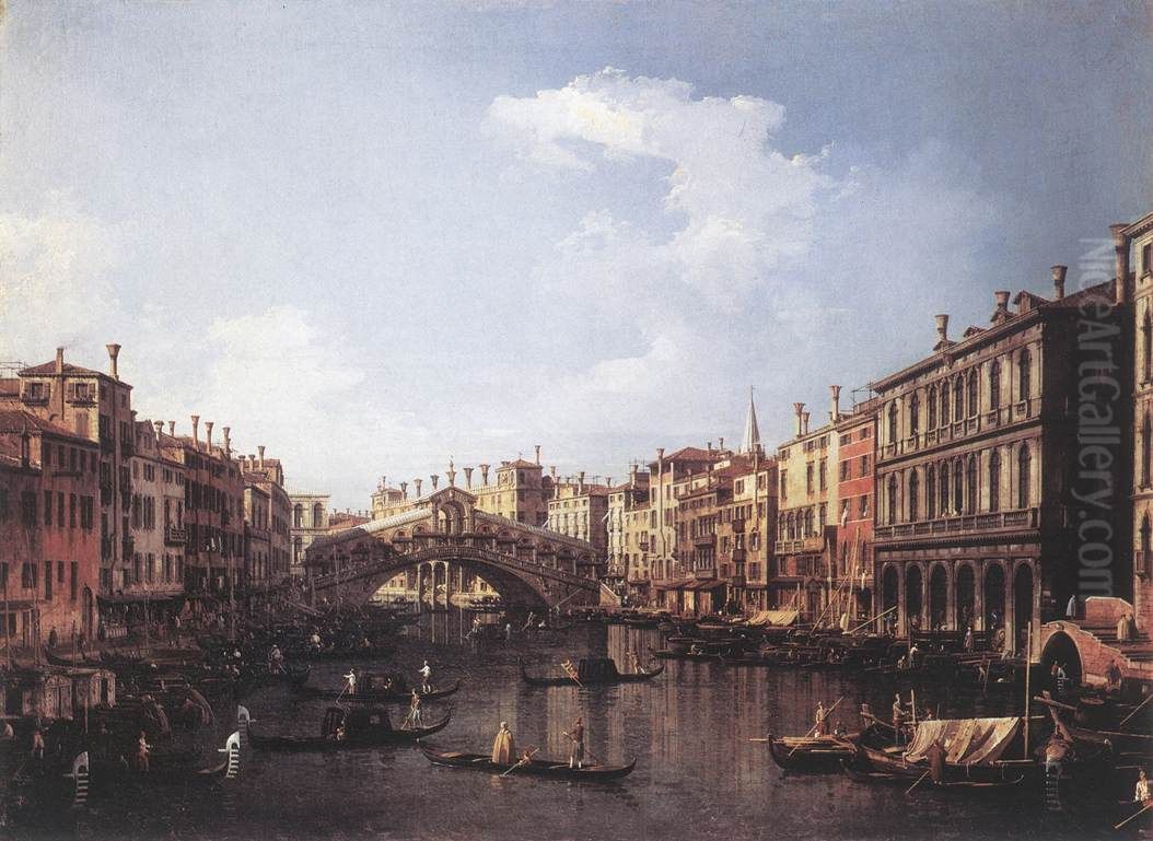 The Rialto Bridge from the South Oil Painting by Canaletto