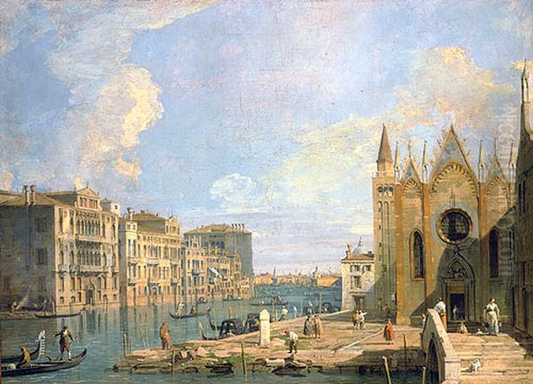 The Grand Canal from Campo della Carita Oil Painting by Canaletto