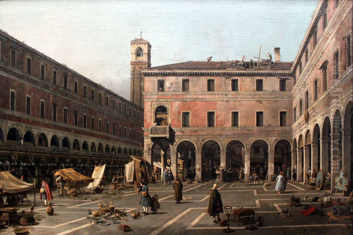 The Campo di Rialto Oil Painting by Canaletto