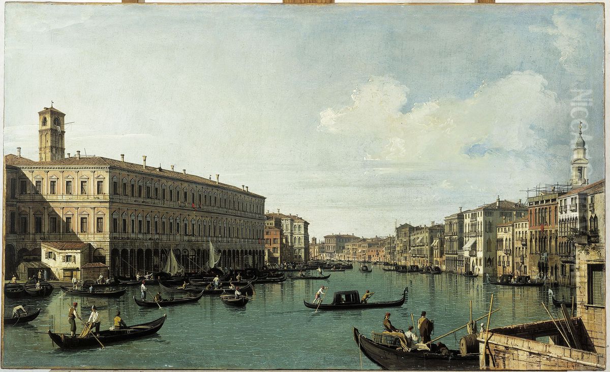 The Grand Canal from the Ponte di Rialto Oil Painting by Canaletto