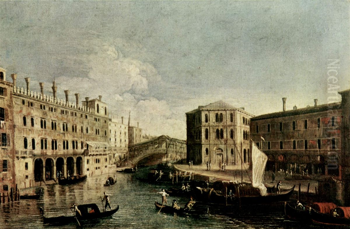 Il Canale Grande a Rialto Oil Painting by Canaletto