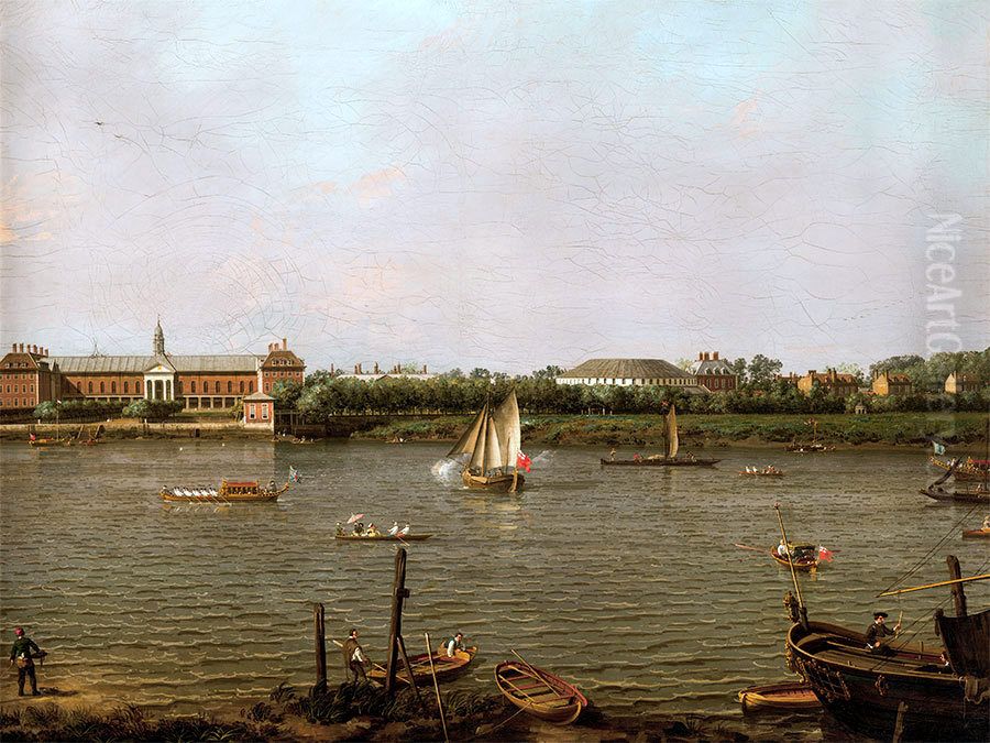 Chelsea College, the Rotonda, Ranelagh House and the Thames Oil Painting by Canaletto