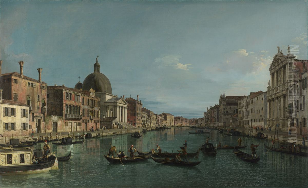 The Grand Canal with S. Simeone Piccolo Oil Painting by Canaletto