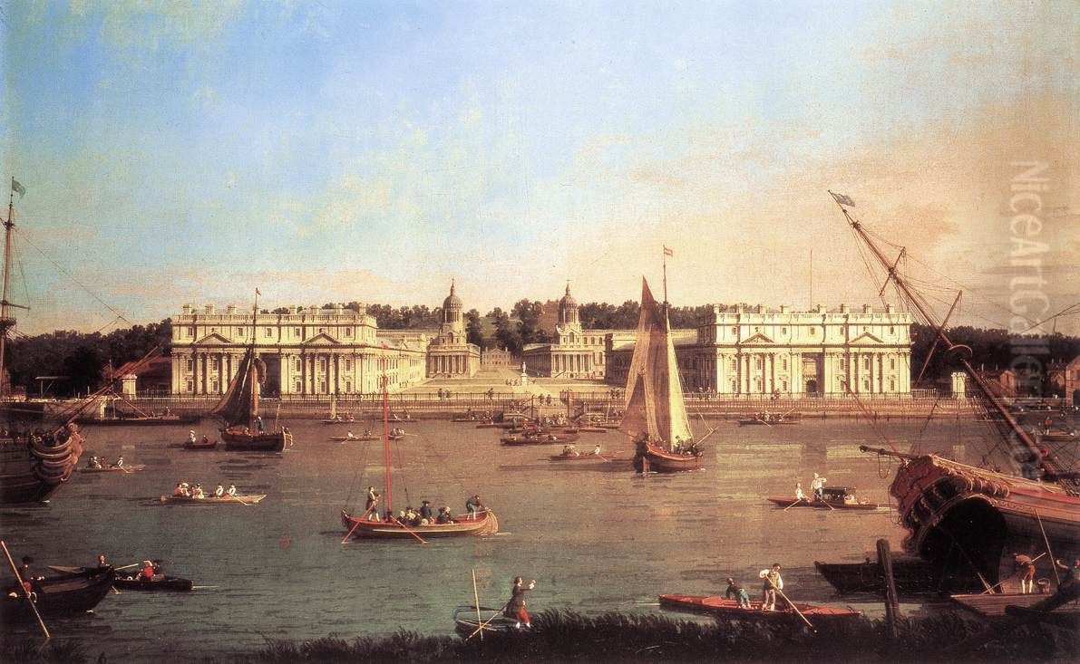 London: Greenwich Hospital from the North Bank of the Thames Oil Painting by Canaletto