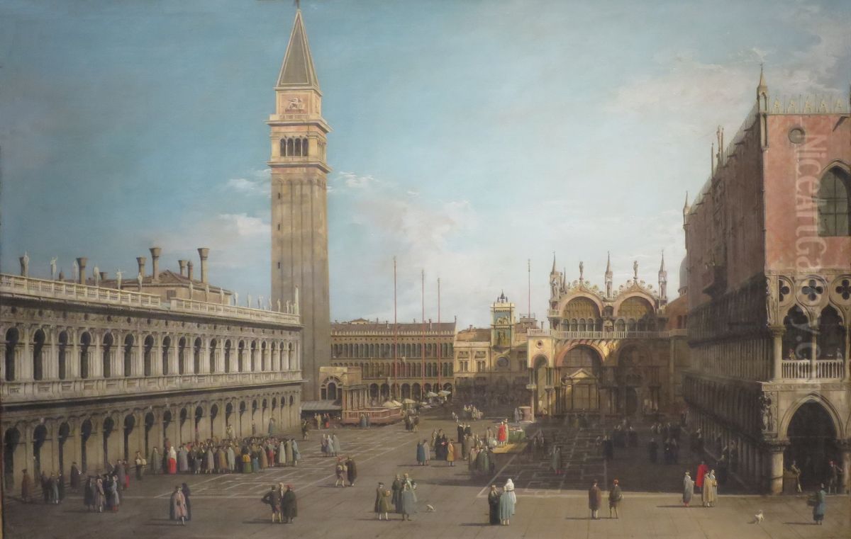 The Piazzetta, Venice, Looking North Oil Painting by Canaletto