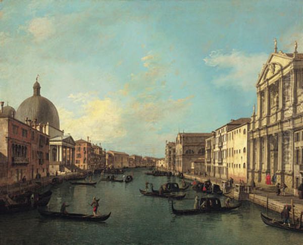 The Grand Canal from Santa Maria di Nazareth toward Santa Croce Oil Painting by Canaletto