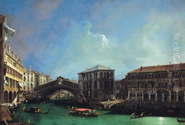 Il ponte di Rialto da nord Oil Painting by Canaletto