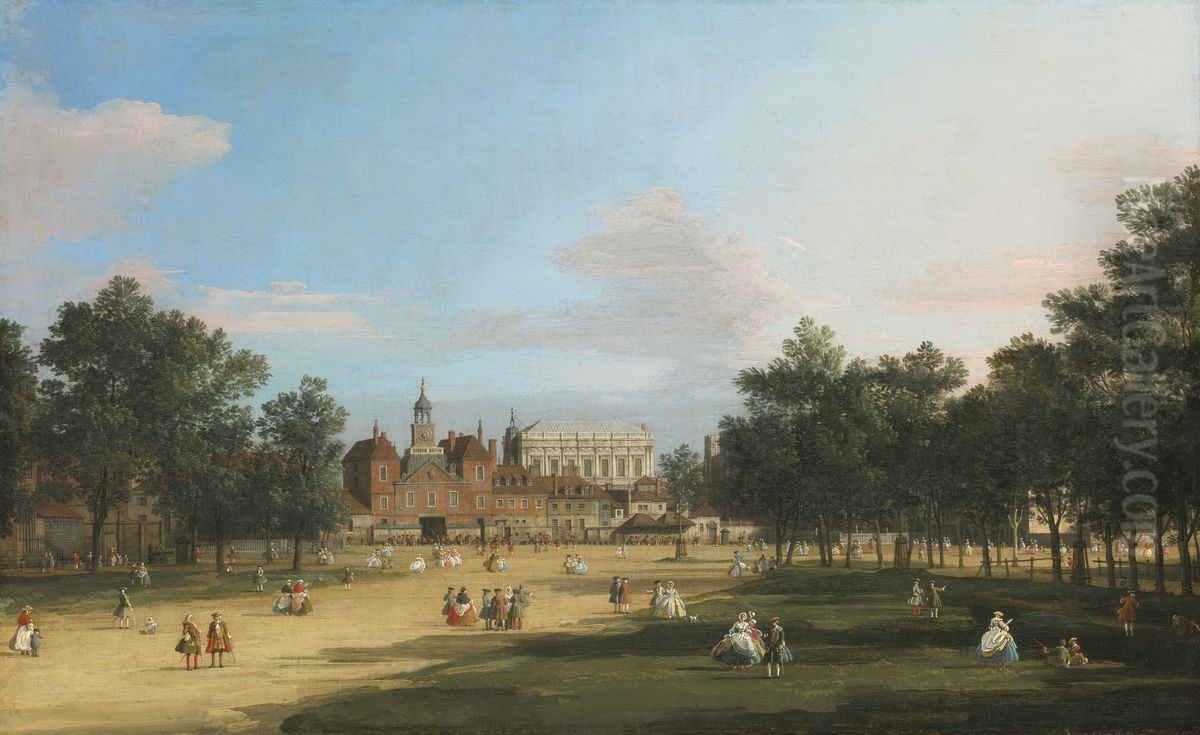 A View of the Old Horse Guards and Banqueting Hall, from St James's Park Oil Painting by Canaletto
