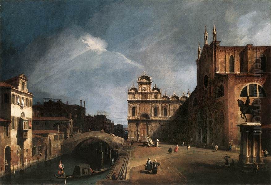 Santi Giovanni e Paolo and the Scuola di San Marco Oil Painting by Canaletto