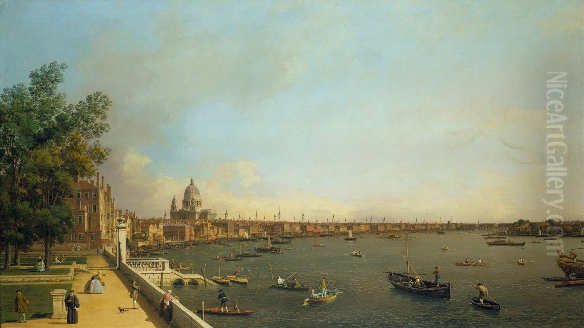 The Thames from Somerset House Terrace towards the City Oil Painting by Canaletto